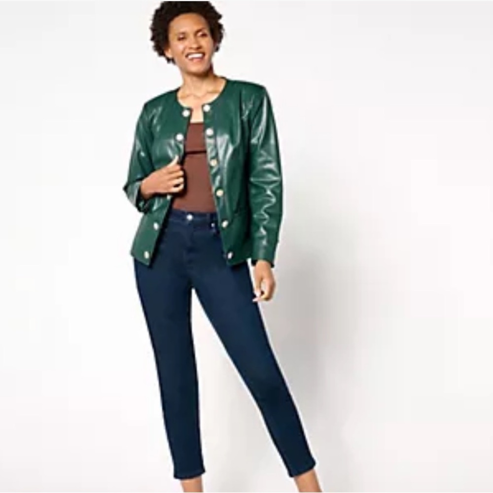 NWT GRAVER Susan Graver Faux Leather Long Sleeve Jacket (size 14 - Picture 5 of 8